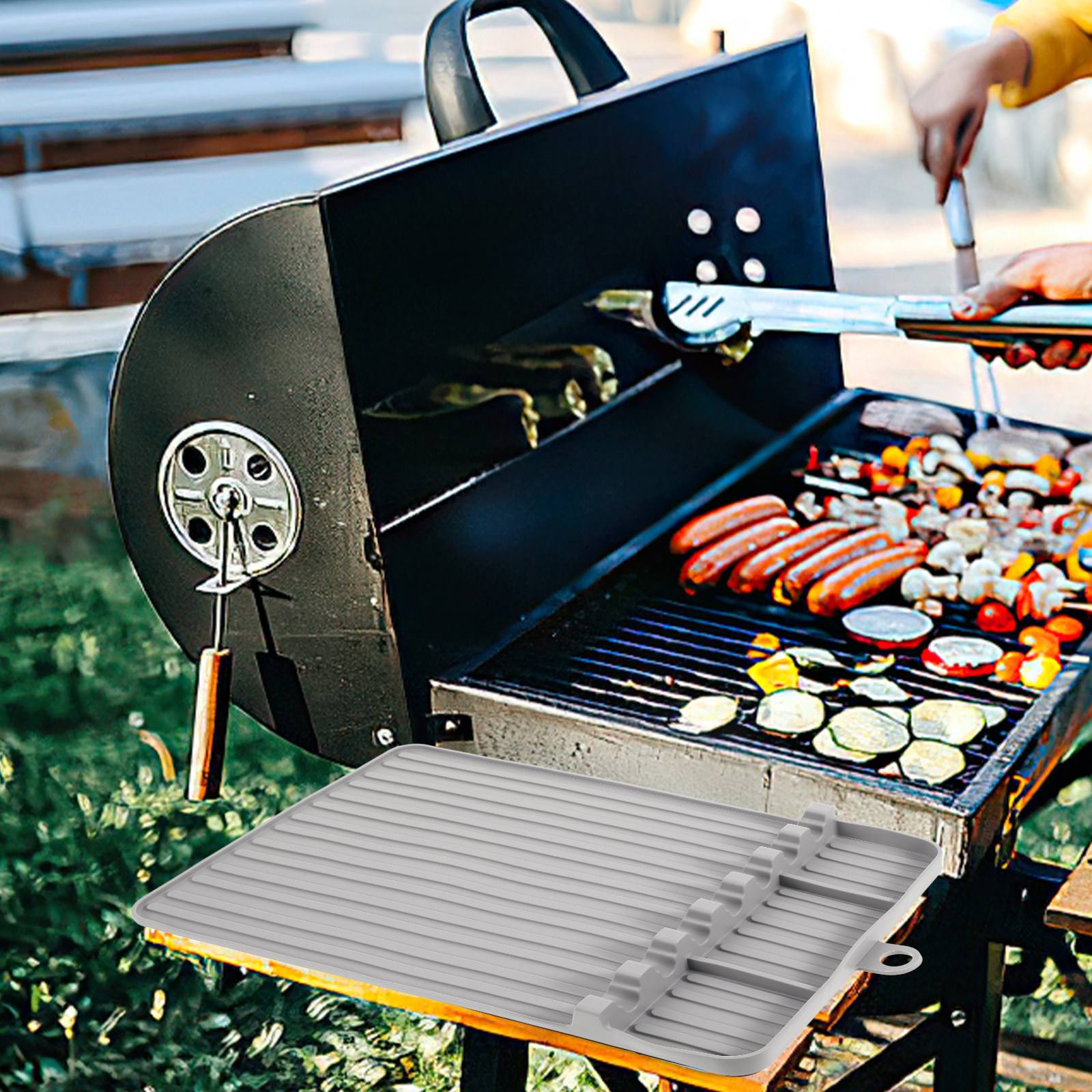 Heat Mat Silicone - Silicone Grill Side Shelf Mat Multi-Compartment