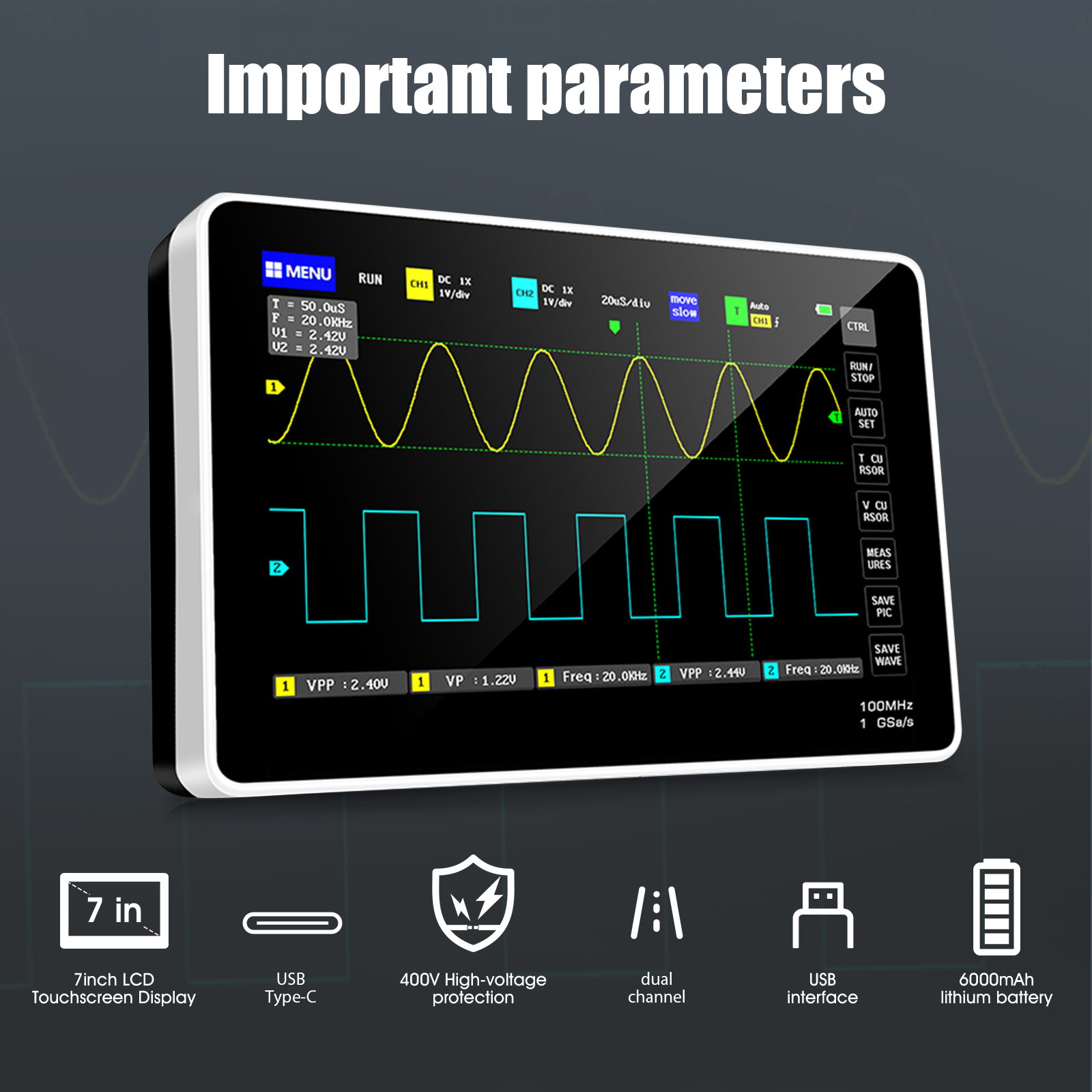 2CH 100MHz 1GSa s Tablet Oscil - Electronics Repair Engineer recensie en prijs