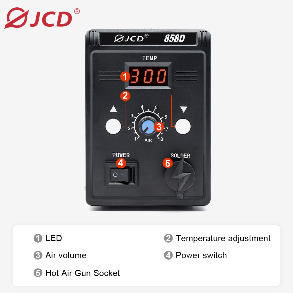 JCD Hot Air Gun 858D 700W BGA  - Hot Air Station 858 recensie en prijs